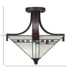 Apollo Two Light Semi-Flush Mount in Dark Granite with 14" New Deco Art Glass Shade