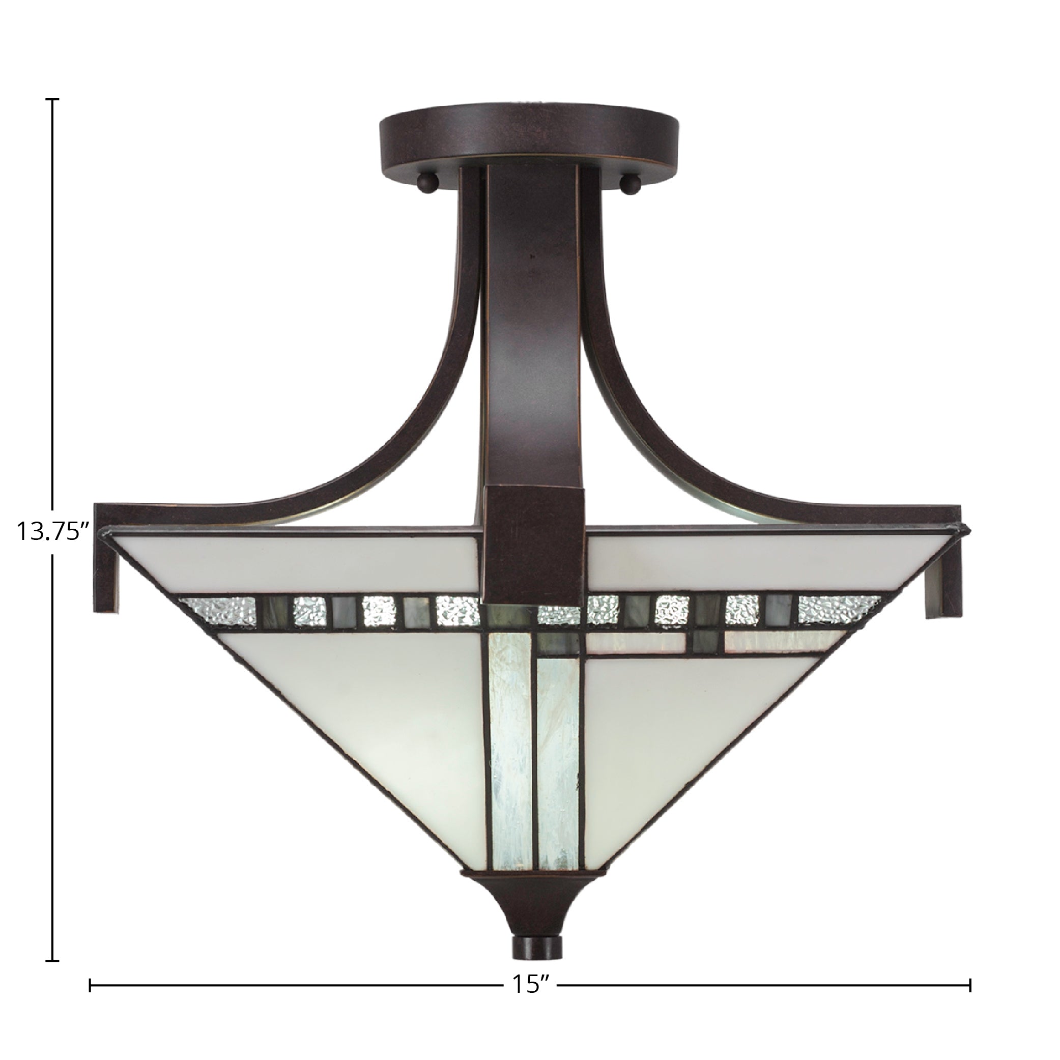 Apollo Two Light Semi-Flush Mount in Dark Granite with 14" New Deco Art Glass Shade