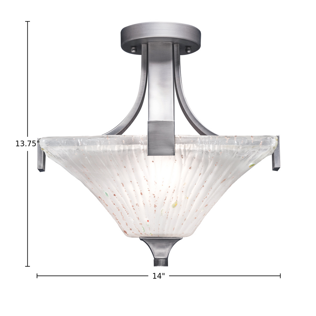 Apollo Two Light Semi-Flush Mount in Graphite with 14" Square Frosted Crystal Shade