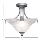 Apollo Two Light Semi-Flush Mount in Graphite with 14" Square Frosted Crystal Shade