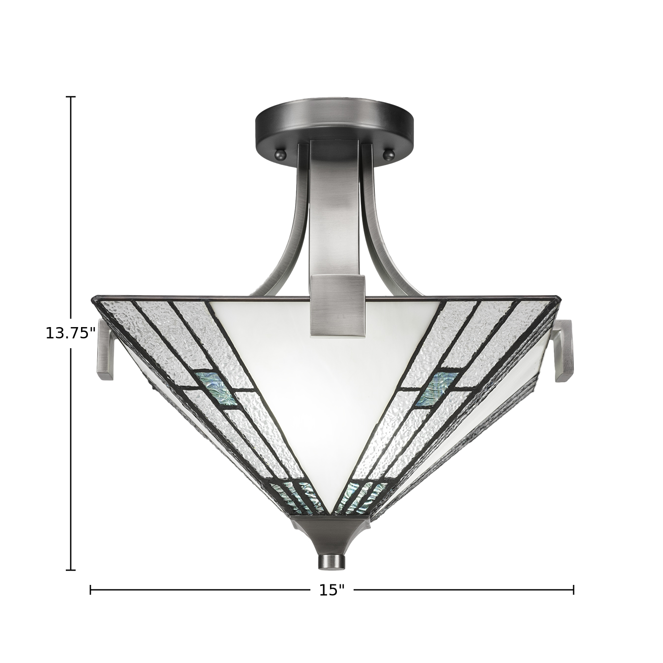 Apollo Two Light Semi-Flush Mount in Graphite with 14" Sky Ice Art Glass Shade