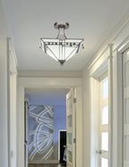 Apollo Two Light Semi-Flush Mount in Graphite with 14" New Deco Art Glass Shade