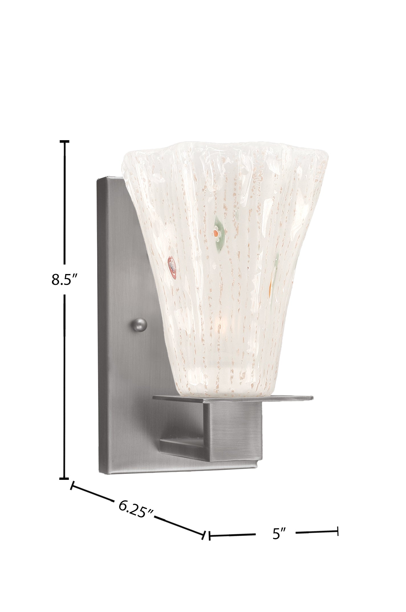 Apollo One Light Wall Sconce in Graphite with 5.5" Fluted Frosted Crystal Shade