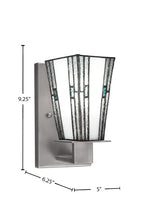 Apollo One Light Wall Sconce in Graphite with 5" Square Sky Ice Art Glass Shade