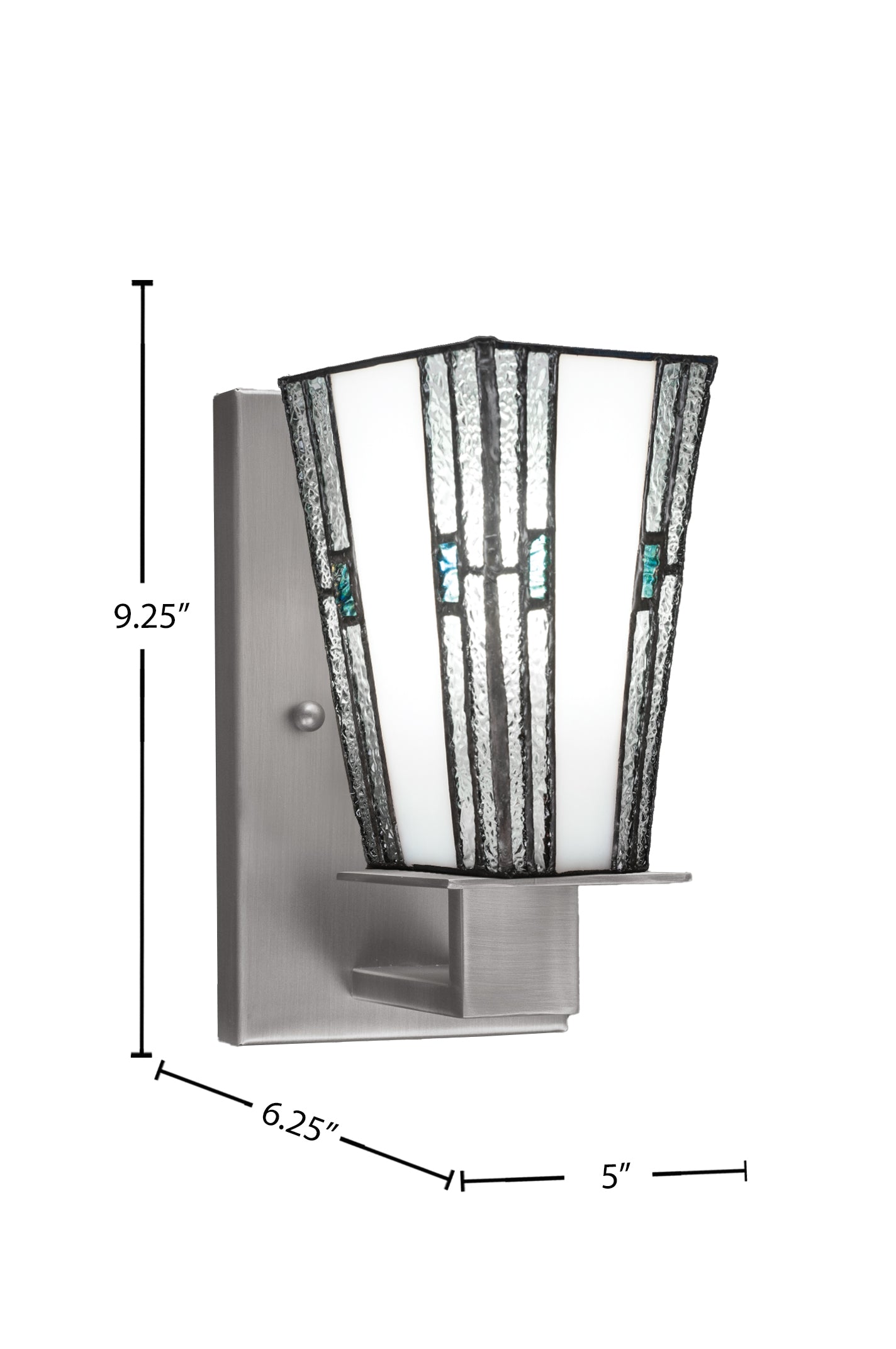 Apollo One Light Wall Sconce in Graphite with 5" Square Sky Ice Art Glass Shade