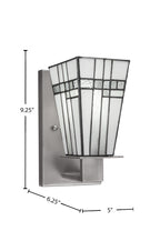 Apollo One Light Wall Sconce in Graphite with 5" Square New Deco Art Glass Shade