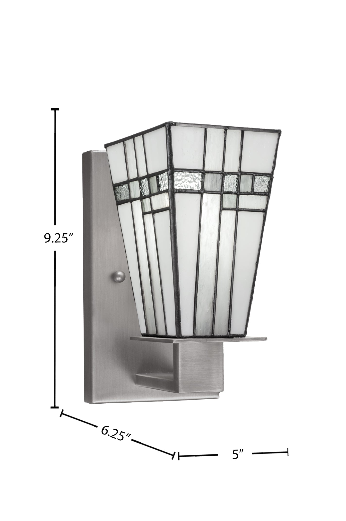 Apollo One Light Wall Sconce in Graphite with 5" Square New Deco Art Glass Shade