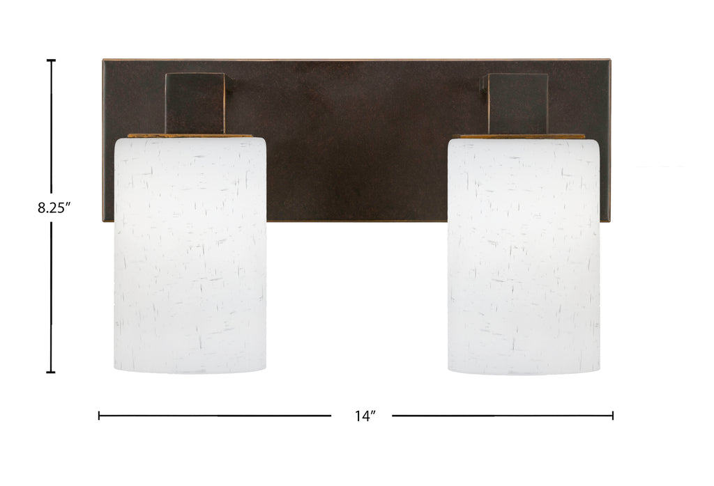 Apollo Two Light Bath Bar in Dark Granite with 4" White Muslin Shade