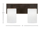 Apollo Two Light Bath Bar in Dark Granite with 4" White Muslin Shade