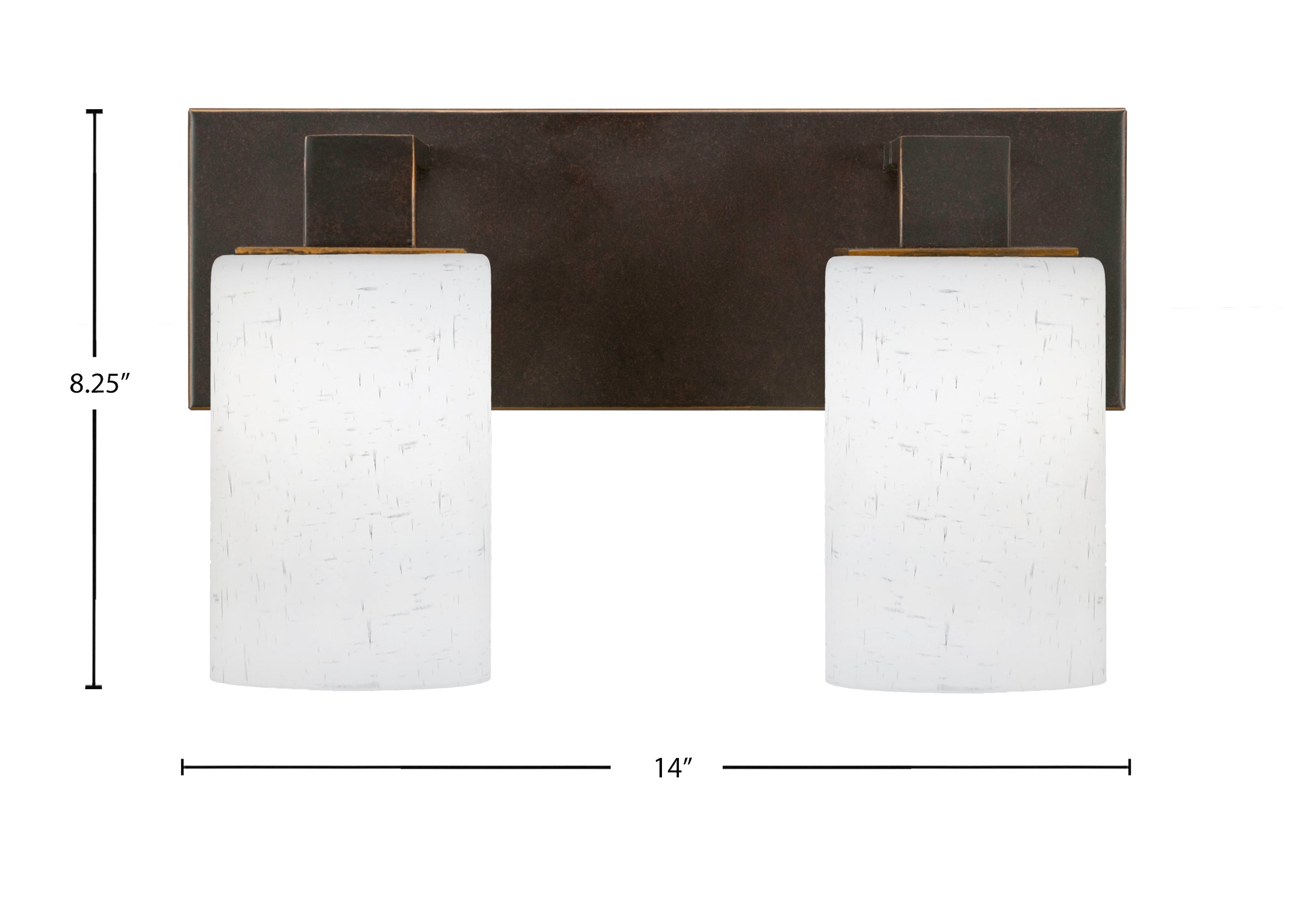 Apollo Two Light Bath Bar in Dark Granite with 4" White Muslin Shade