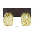 Apollo Two Light Bath Bar in Dark Granite with 5" Ivory Glaze Seashell Shade