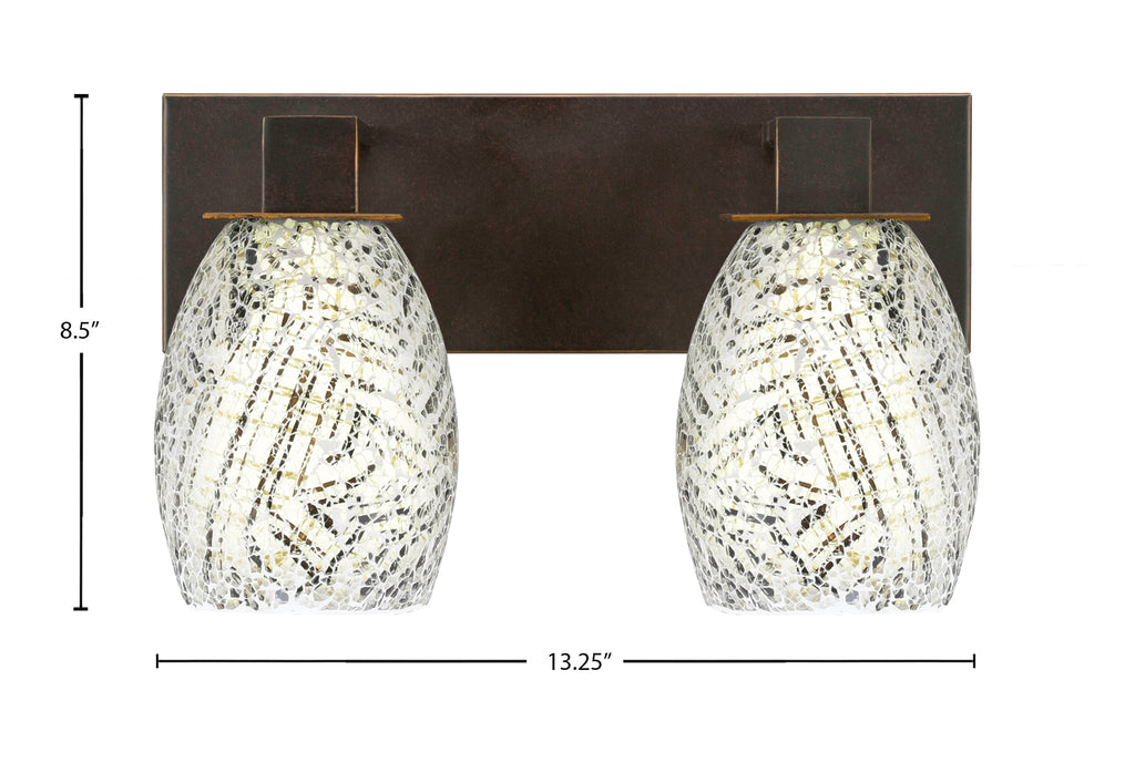 Apollo Two Light Bath Bar in Dark Granite with 5" Natural Fusion Shade