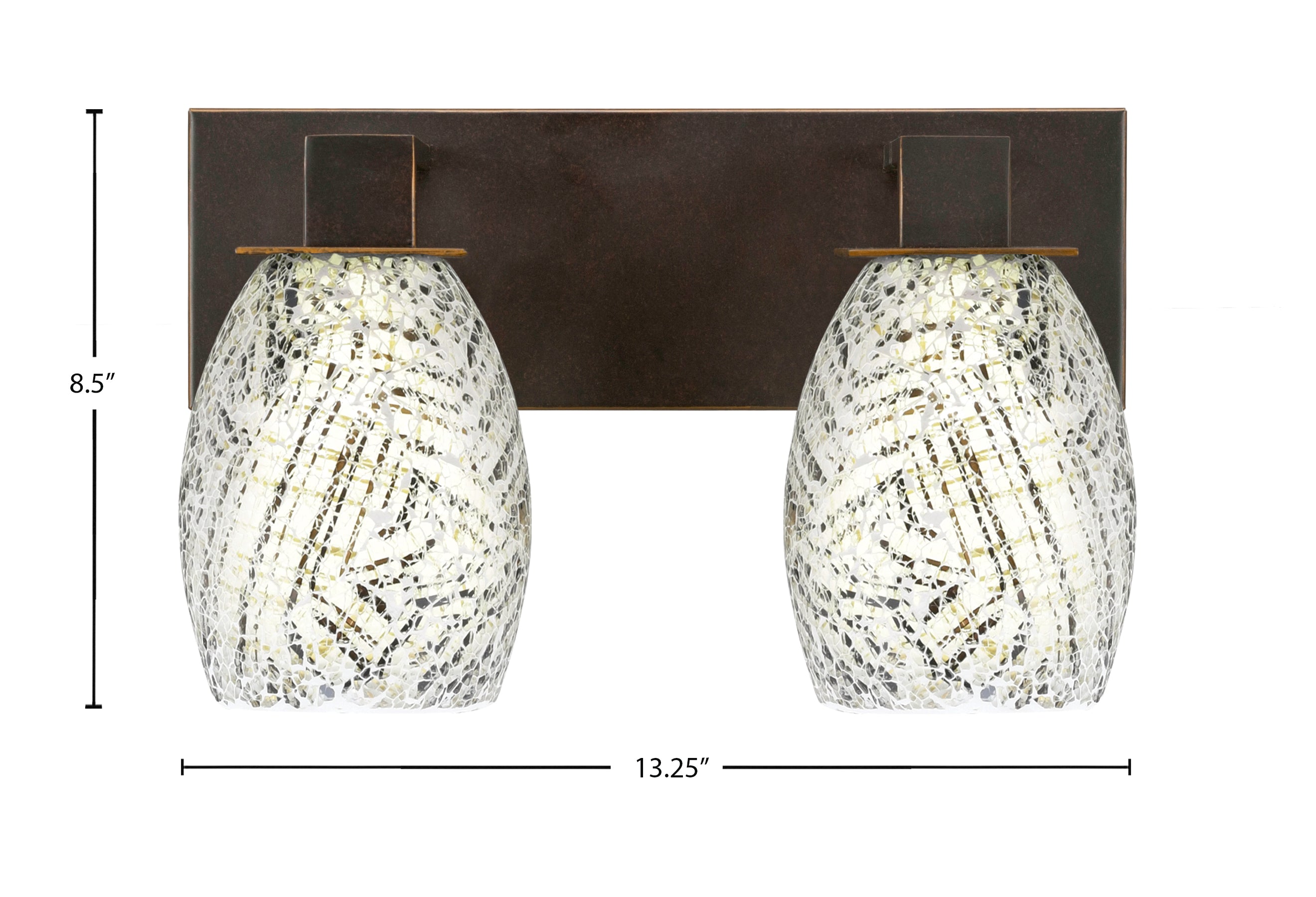 Apollo Two Light Bath Bar in Dark Granite with 5" Natural Fusion Shade