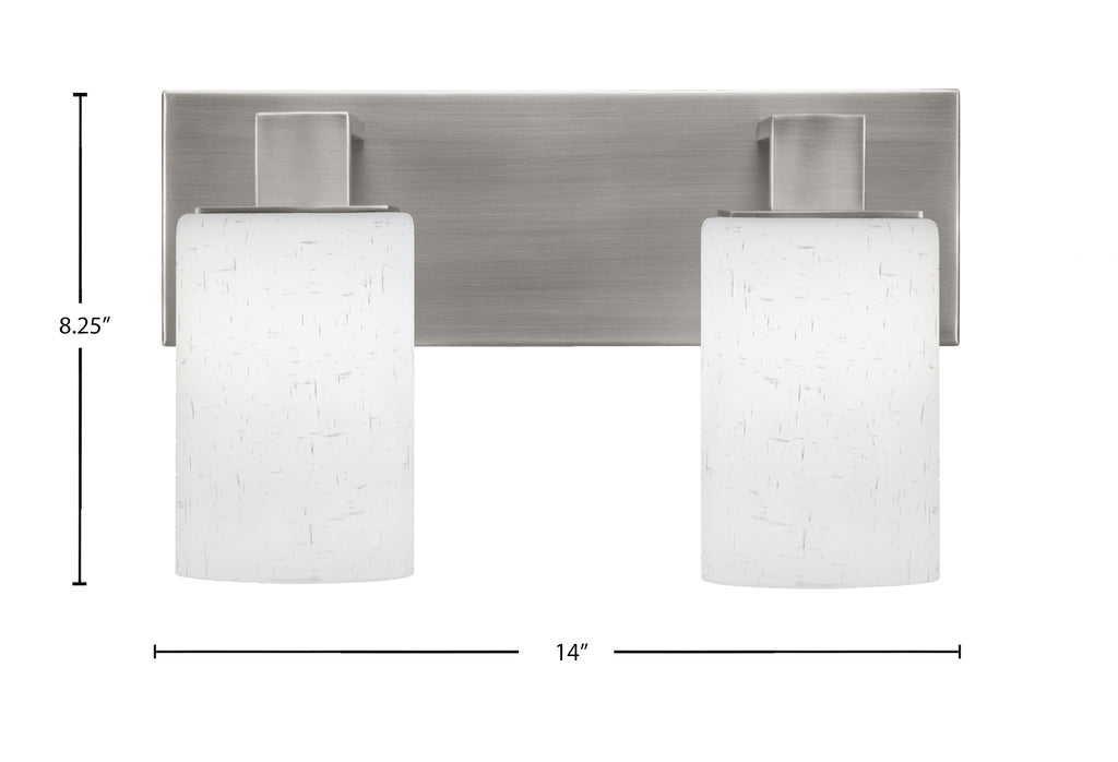Apollo Two Light Bath Bar in Graphite with 4" White Muslin Shade