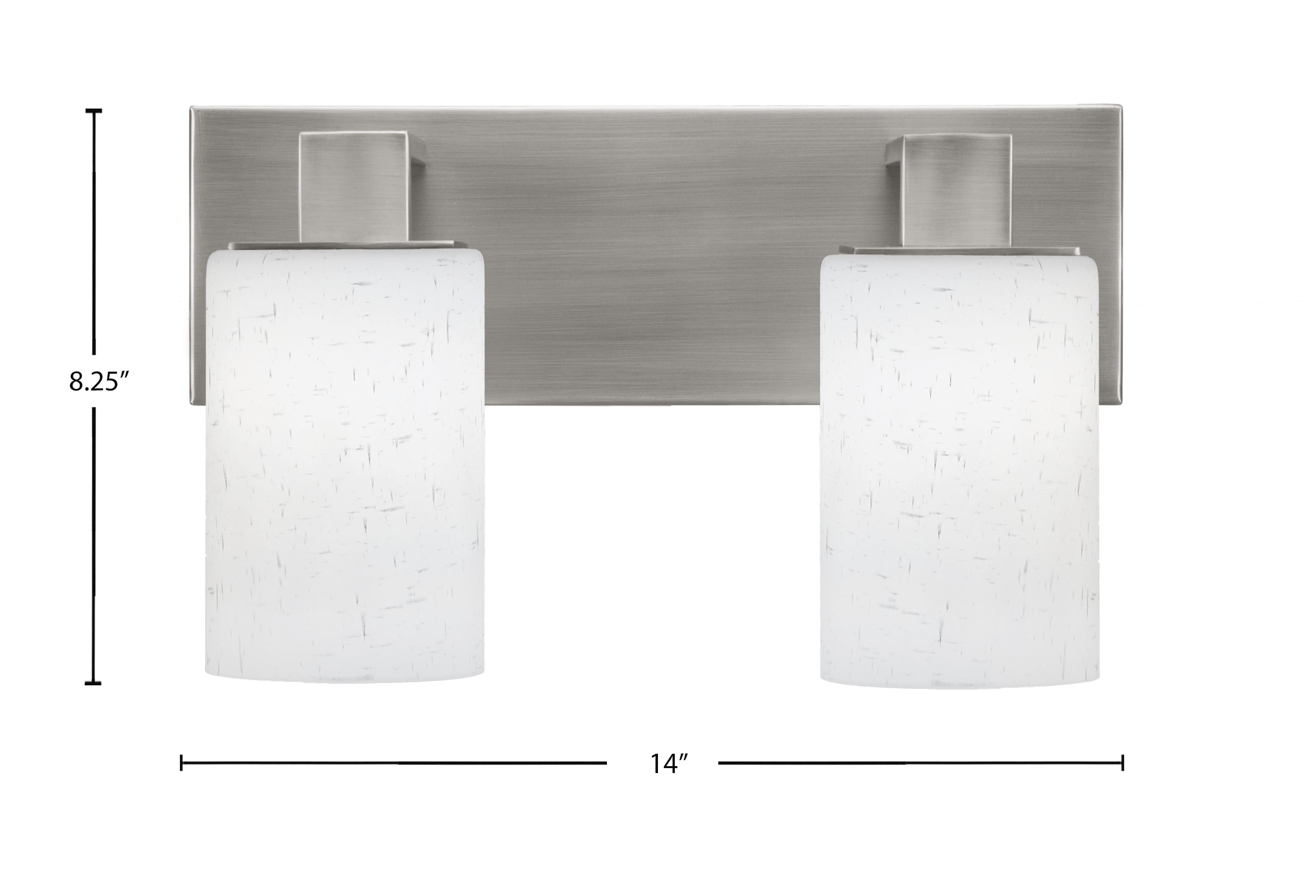 Apollo Two Light Bath Bar in Graphite with 4" White Muslin Shade