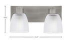 Apollo Two Light Bath Bar in Graphite with 5" Clear Ribbed Shade