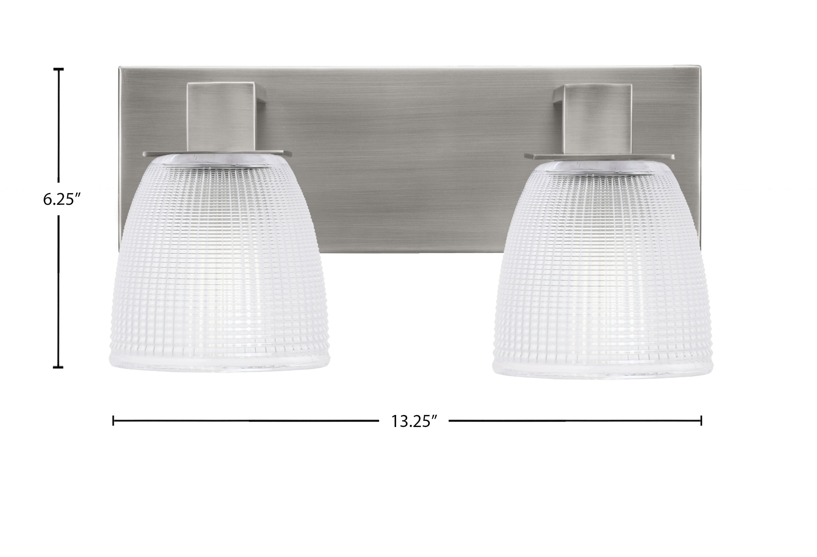 Apollo Two Light Bath Bar in Graphite with 5" Clear Ribbed Shade