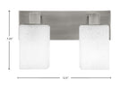 Apollo Two Light Bath Bar in Graphite with 4" Square White Muslin Shade
