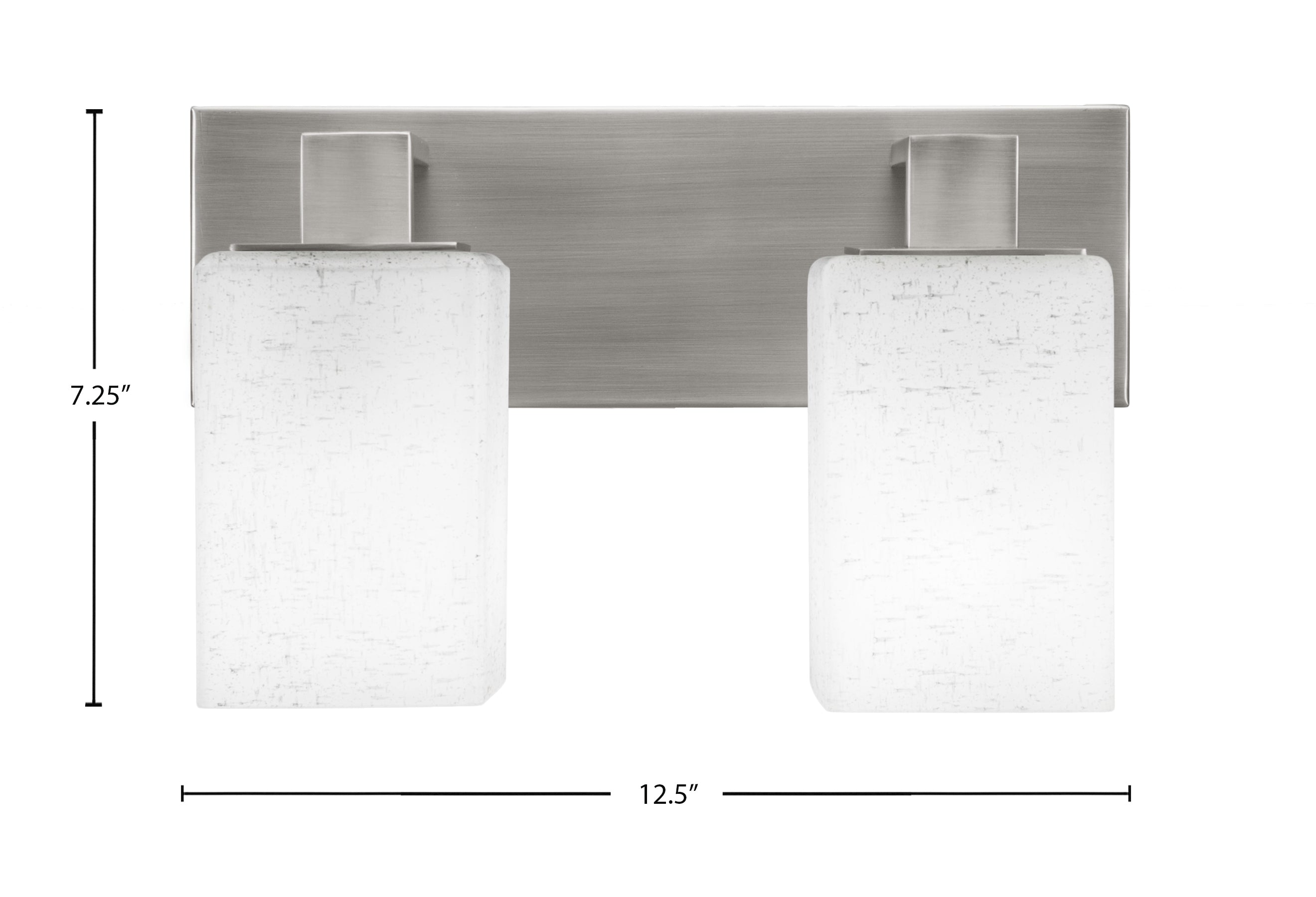 Apollo Two Light Bath Bar in Graphite with 4" Square White Muslin Shade