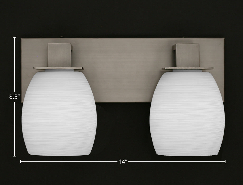 Apollo Two Light Bath Bar in Graphite with 5" White Linen Shade