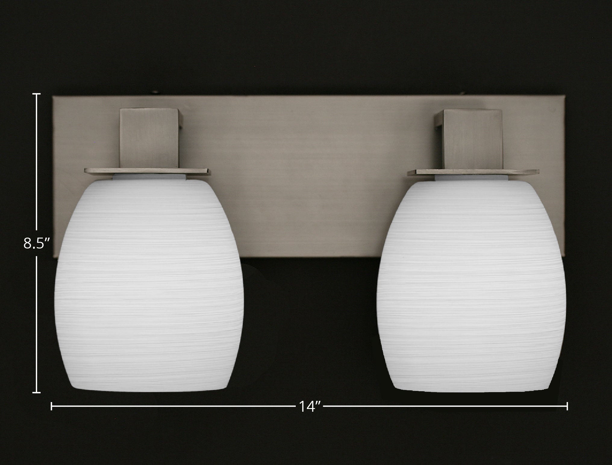 Apollo Two Light Bath Bar in Graphite with 5" White Linen Shade