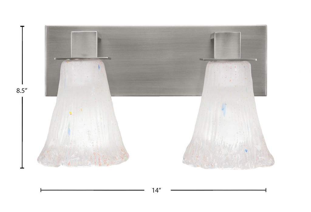 Apollo Two Light Bath Bar in Graphite with 5.5" Fluted Frosted Crystal Shade