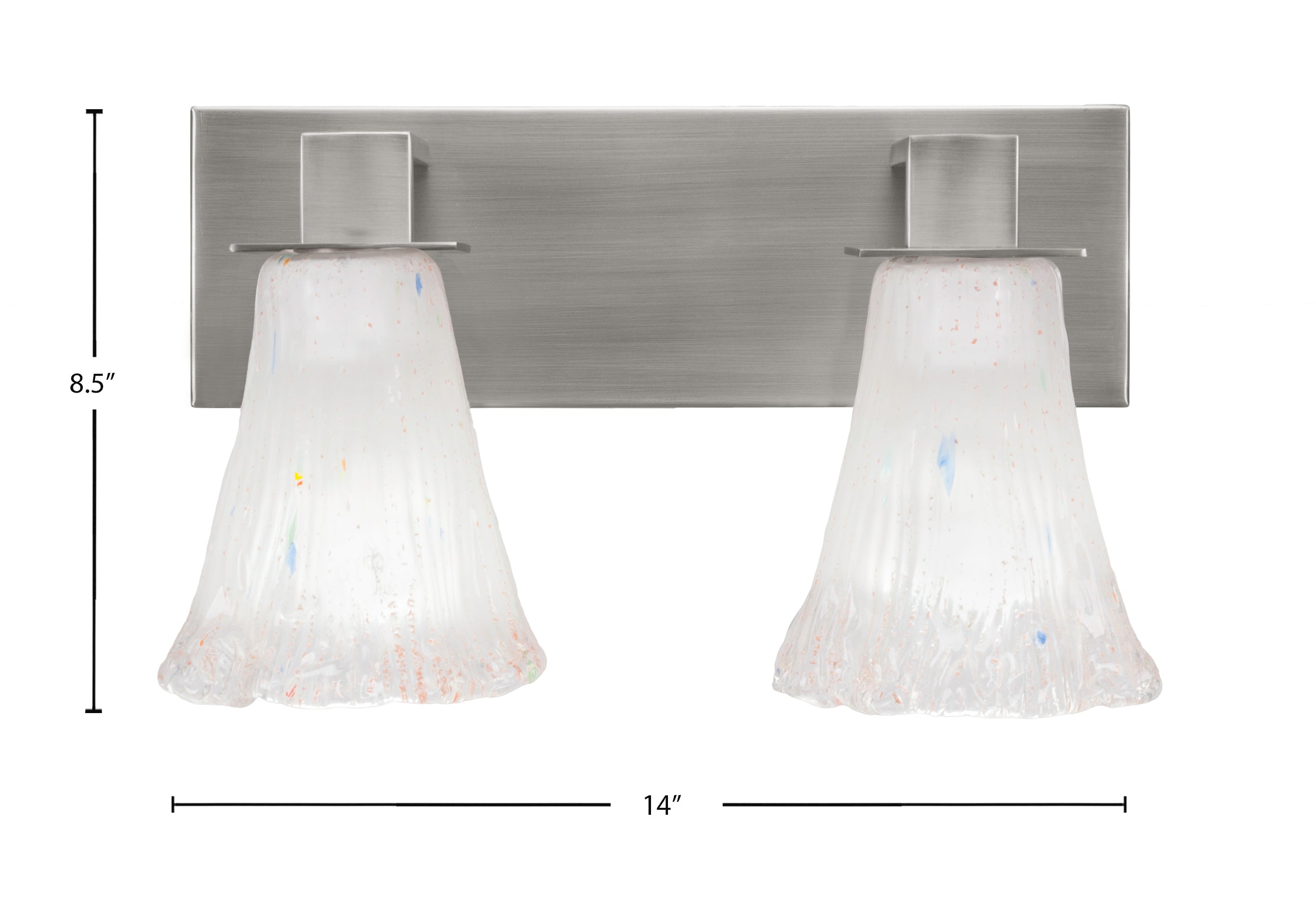 Apollo Two Light Bath Bar in Graphite with 5.5" Fluted Frosted Crystal Shade