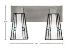 Apollo Two Light Bath Bar in Graphite with 5" Square Sky Ice Art Glass Shade