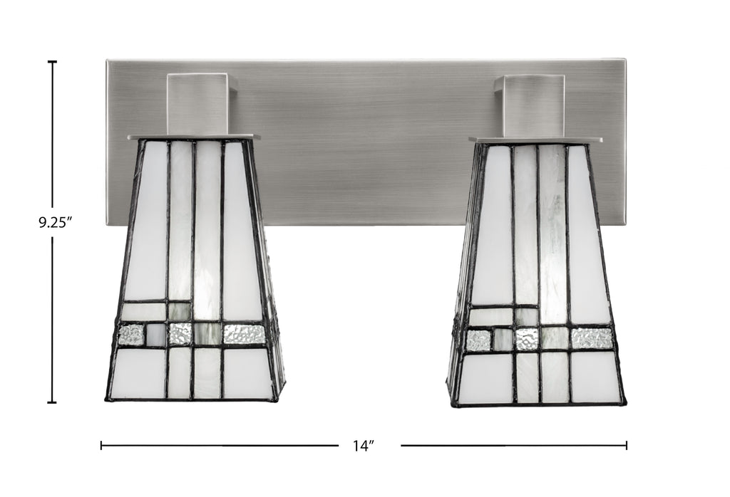 Apollo Two Light Bath Bar in Graphite with 5" Square New Deco Art Glass Shade