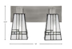 Apollo Two Light Bath Bar in Graphite with 5" Square New Deco Art Glass Shade