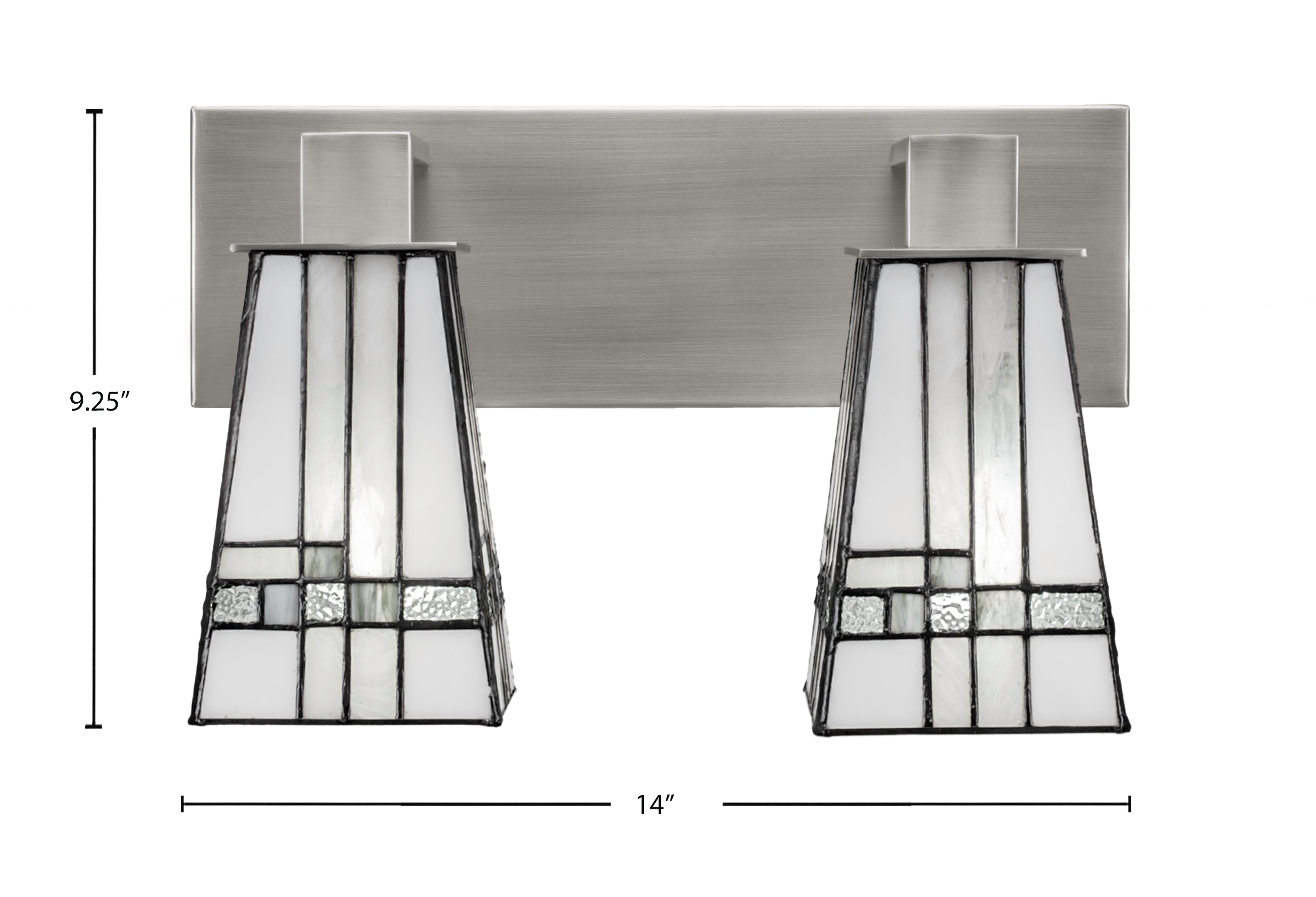 Apollo Two Light Bath Bar in Graphite with 5" Square New Deco Art Glass Shade
