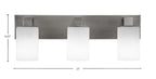 Apollo Three Light Bath Bar in Graphite with 4" White Muslin Shade
