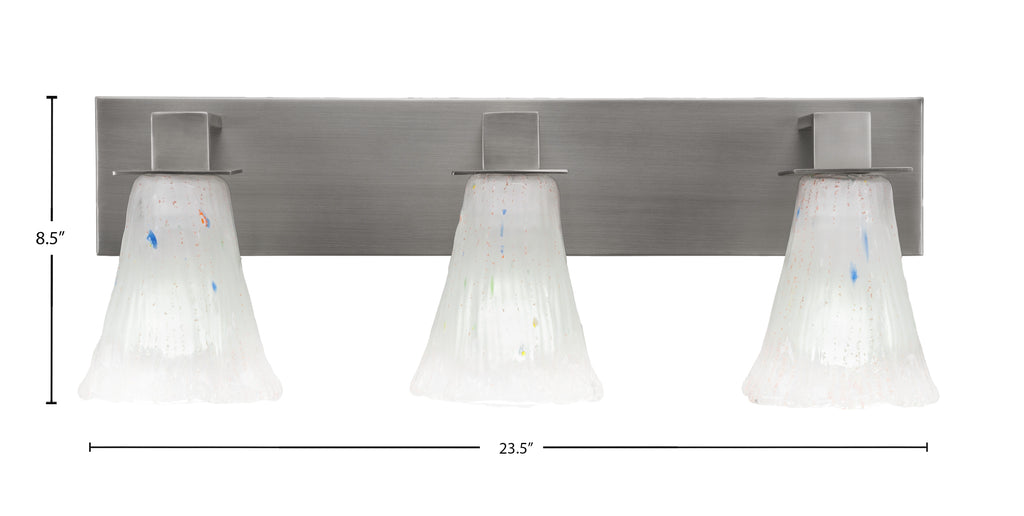 Apollo Three Light Bath Bar in Graphite with 5.5" Fluted Frosted Crystal Shade
