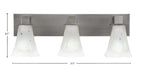 Apollo Three Light Bath Bar in Graphite with 5.5" Fluted Frosted Crystal Shade
