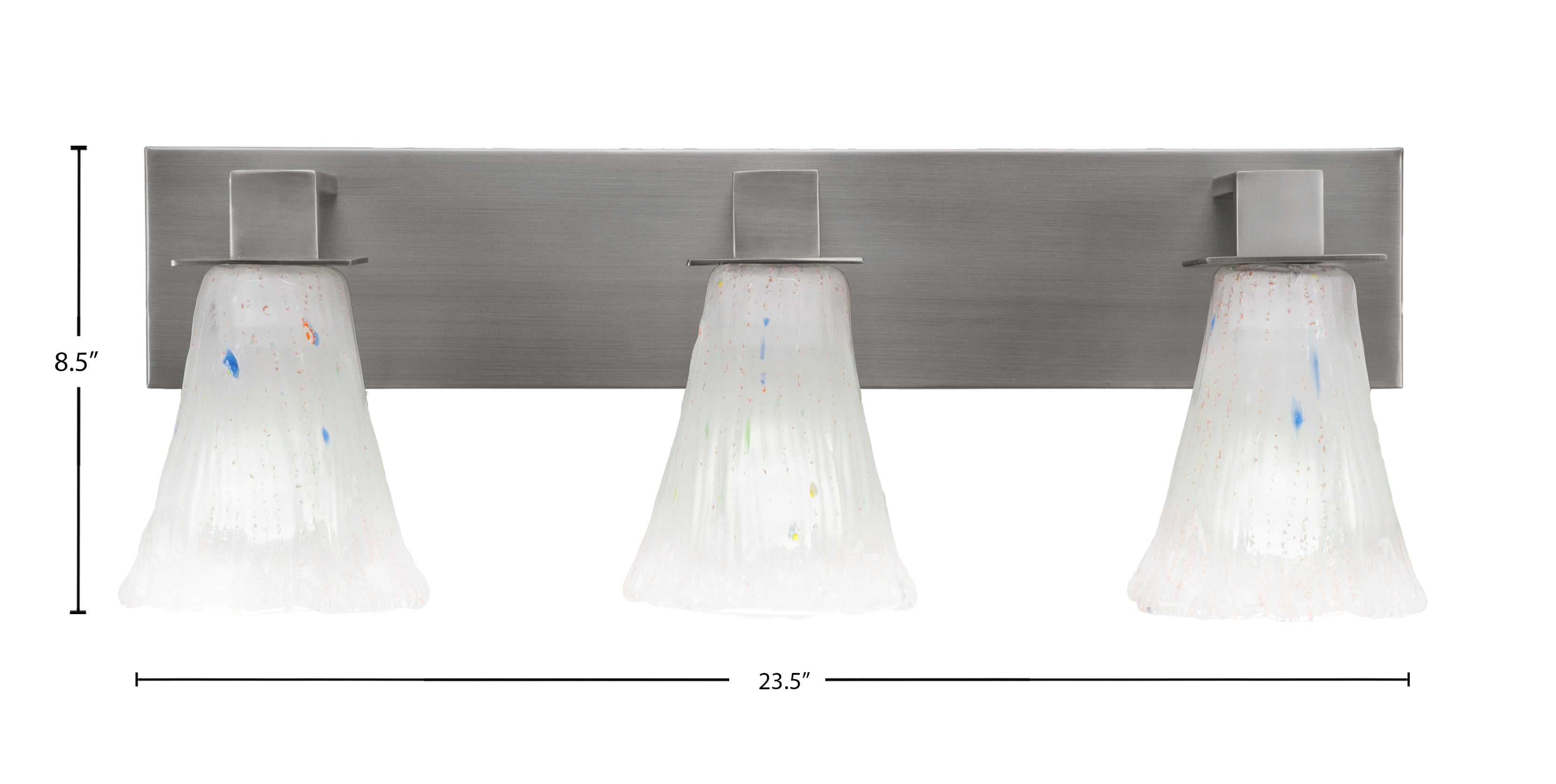 Apollo Three Light Bath Bar in Graphite with 5.5" Fluted Frosted Crystal Shade