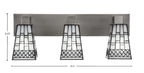 Apollo Three Light Bath Bar in Graphite with 5" Square Pewter Art Glass Shade