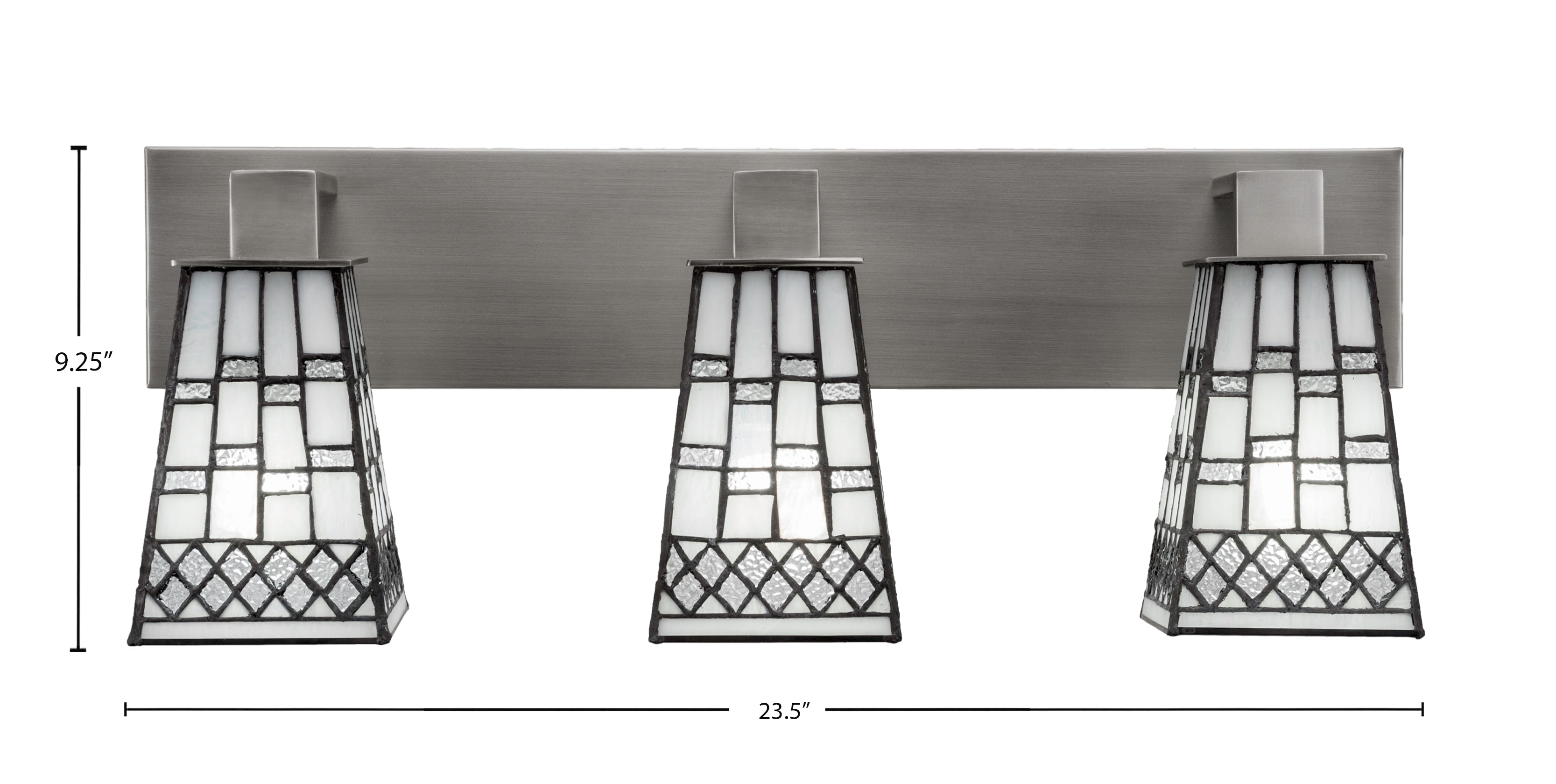 Apollo Three Light Bath Bar in Graphite with 5" Square Pewter Art Glass Shade