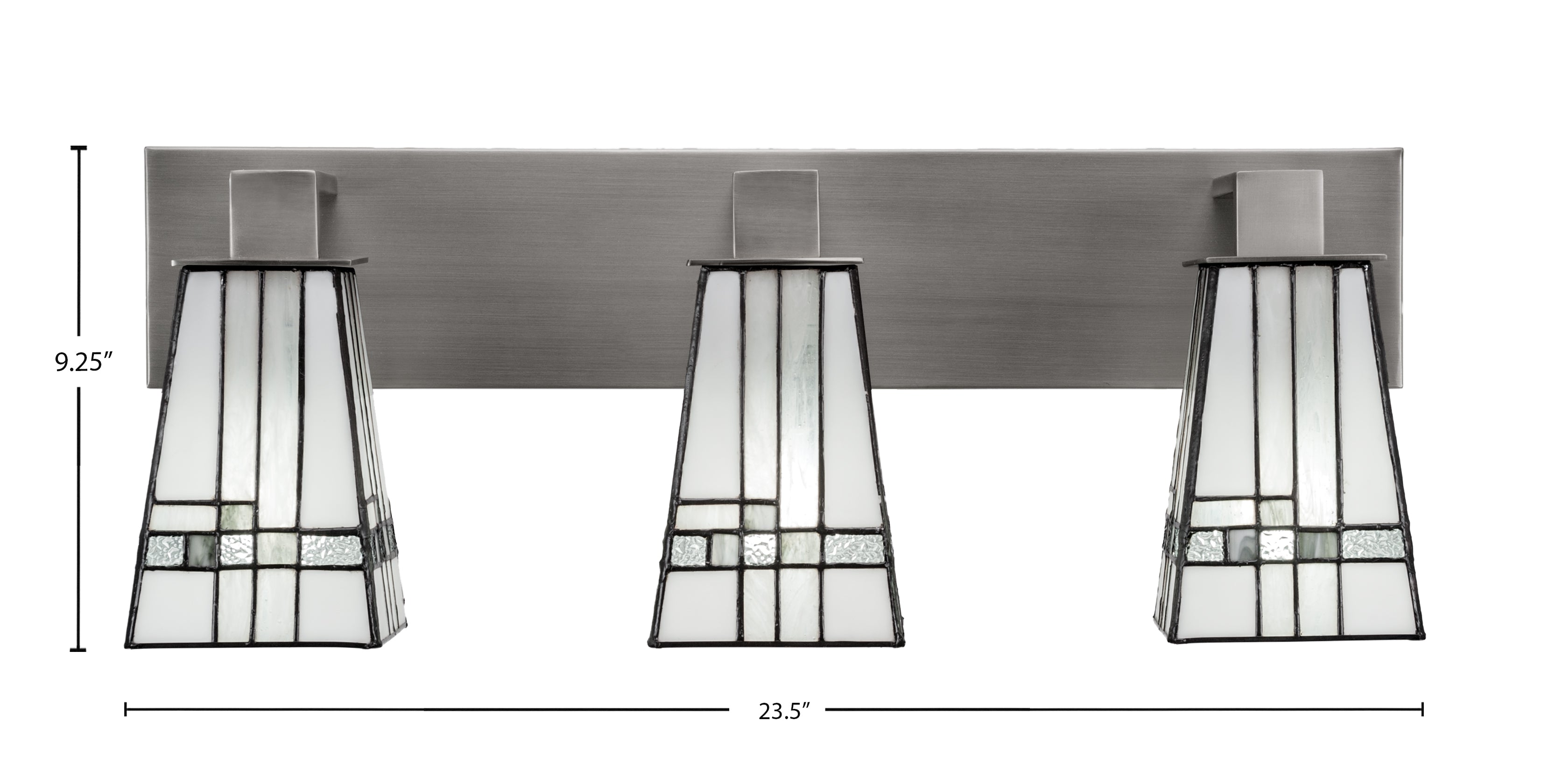 Apollo Three Light Bath Bar in Graphite with 5" Square New Deco Art Glass Shade