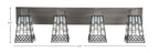 Apollo Four Light Bath Bar in Graphite with 5" Square Pewter Art Glass Shade