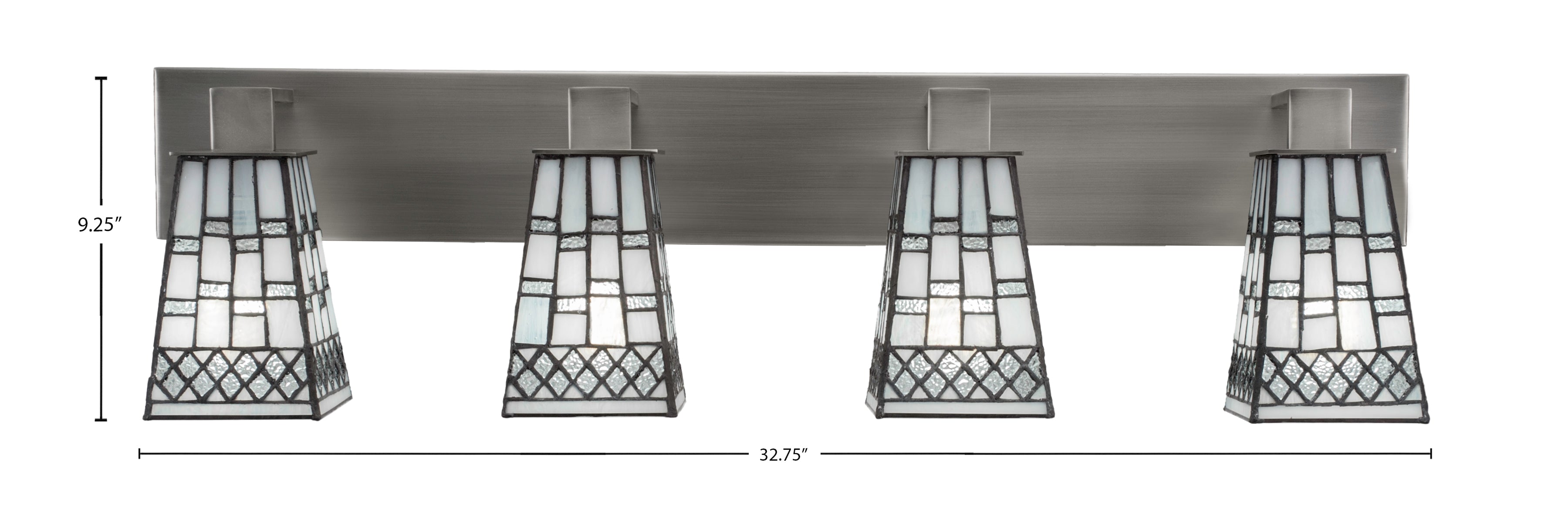 Apollo Four Light Bath Bar in Graphite with 5" Square Pewter Art Glass Shade