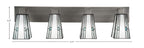Apollo Four Light Bath Bar in Graphite with 5" Square Sky Ice Art Glass Shade