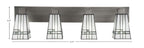 Apollo Four Light Bath Bar in Graphite with 5" Square New Deco Art Glass Shade