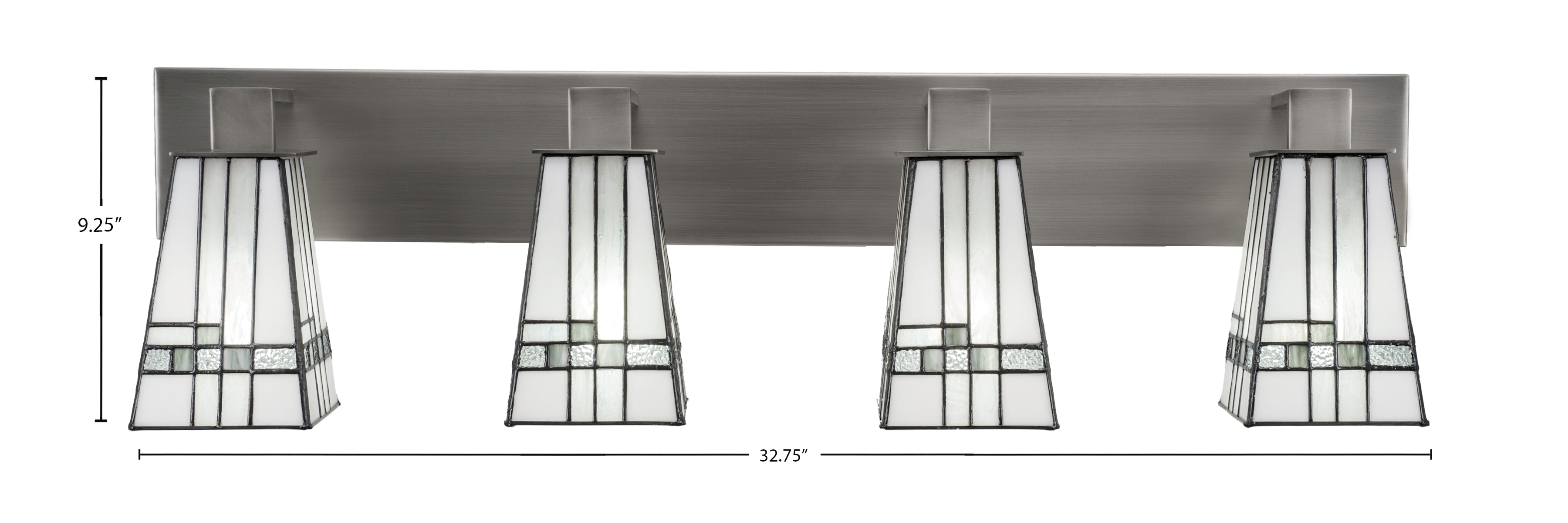 Apollo Four Light Bath Bar in Graphite with 5" Square New Deco Art Glass Shade