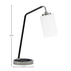Desk Lamps One Light Desk Lamp in Graphite & Matte Black with 4" White Muslin Shade