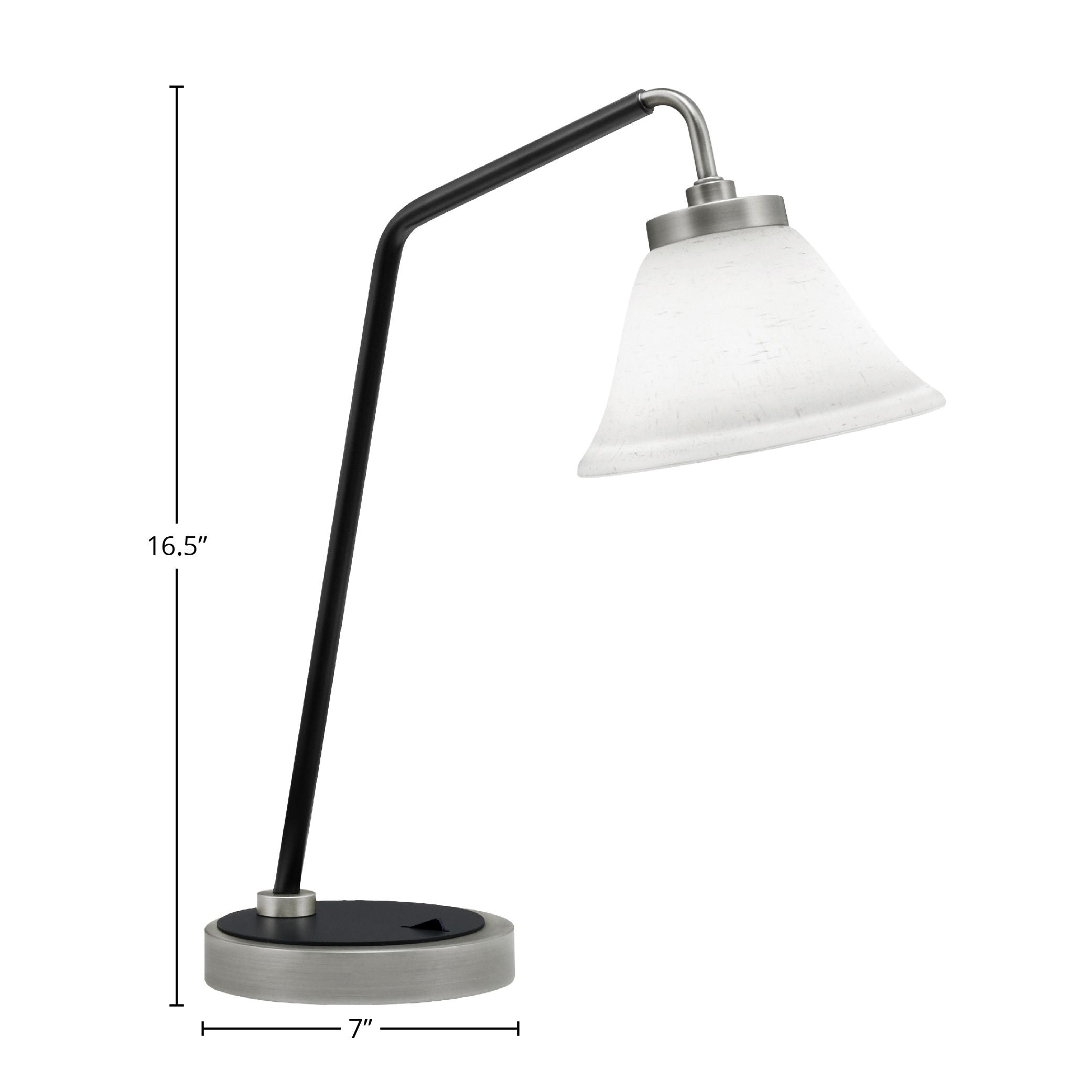 Desk Lamps One Light Desk Lamp in Graphite & Matte Black with 7" White Muslin Shade