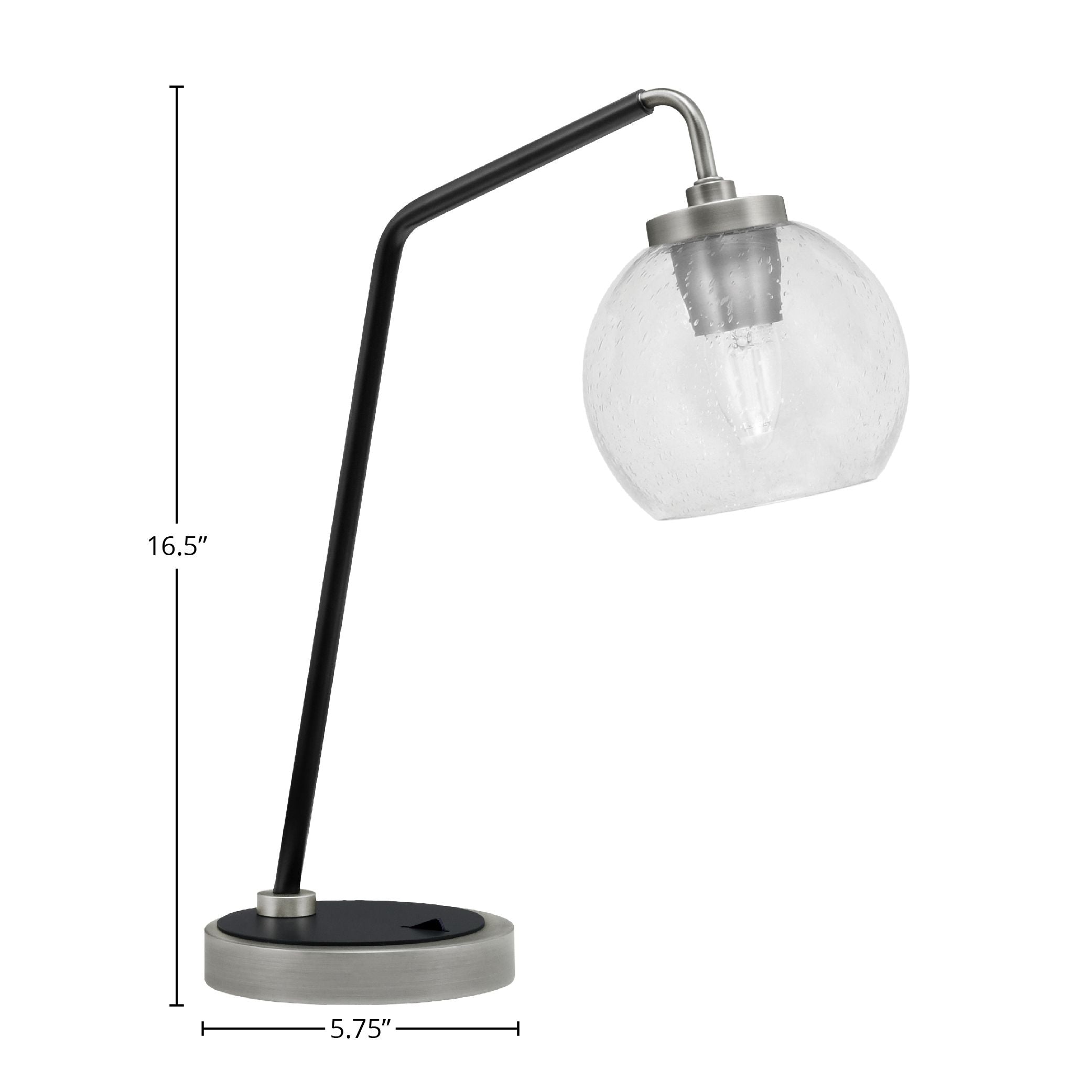 Desk Lamps One Light Desk Lamp in Graphite & Matte Black with 5.75" Clear Bubble Shade