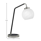 Desk Lamps One Light Desk Lamp in Graphite & Matte Black with 5.75" White Marble Shade