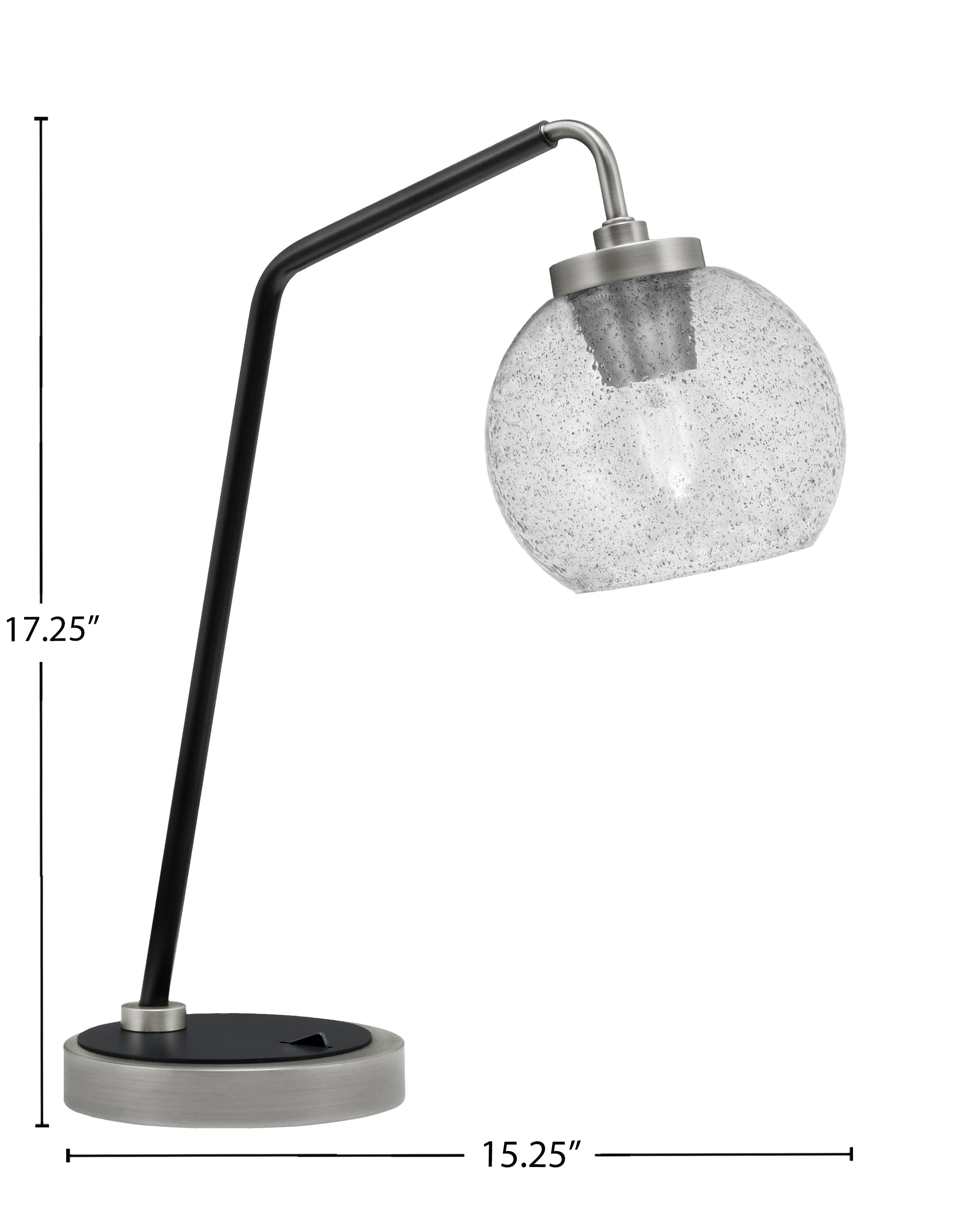 Desk Lamps One Light Desk Lamp in Graphite & Matte Black with 5.75" Smoke Bubble Shade
