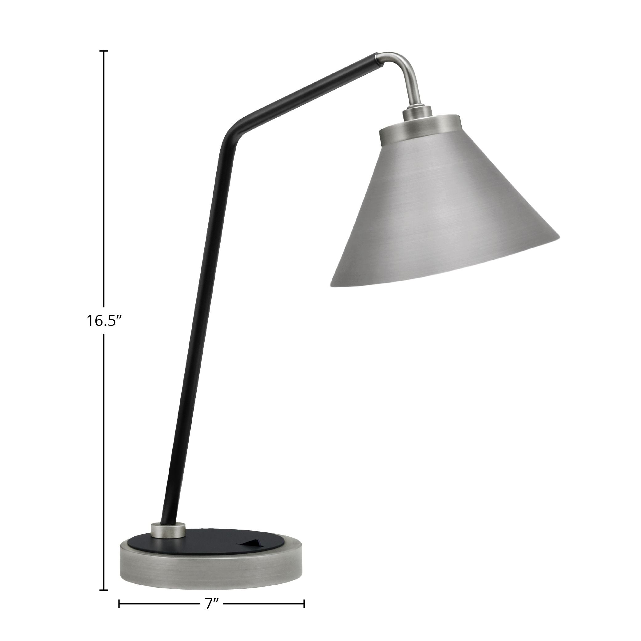 Desk Lamps One Light Desk Lamp in Graphite & Matte Black with 7" Graphite Cone Metal Shade Shade