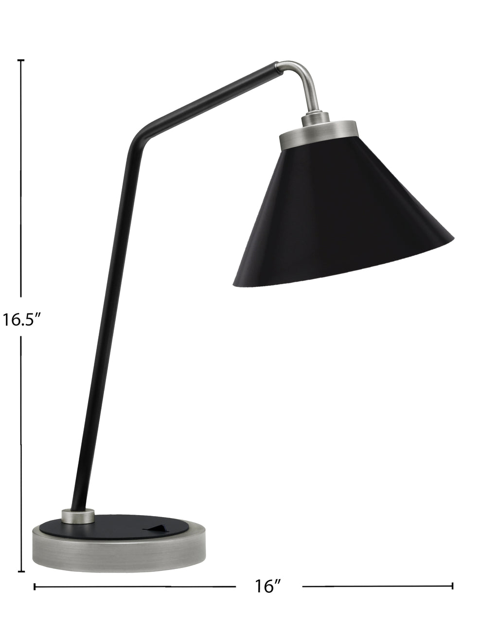 Desk Lamps One Light Desk Lamp in Graphite & Matte Black with 7" Matte Black Cone Metal Shade Shade